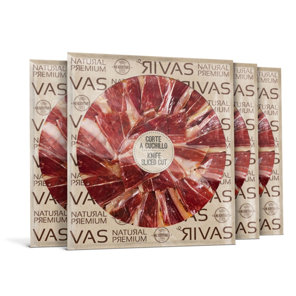 1/2 Kg. JAMÓN IBÉRICO BELLOTA 100% NATURAL CORTADO A CUCHILLO EN 5 SOBRES