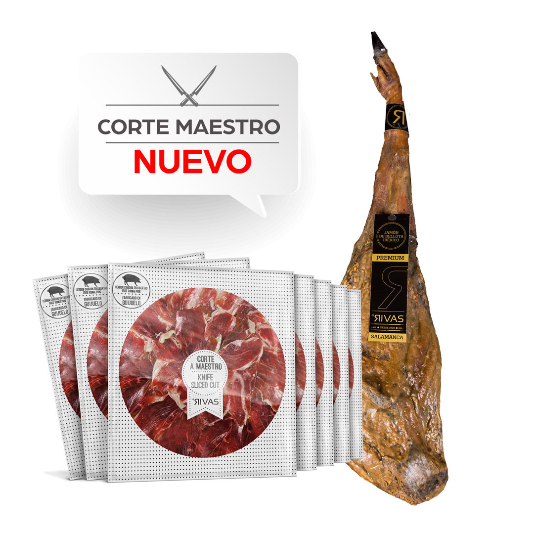 JAMÓN RIVAS BELLOTA IBÉRICO 100% NATURAL CORTADO A CUCHILLO