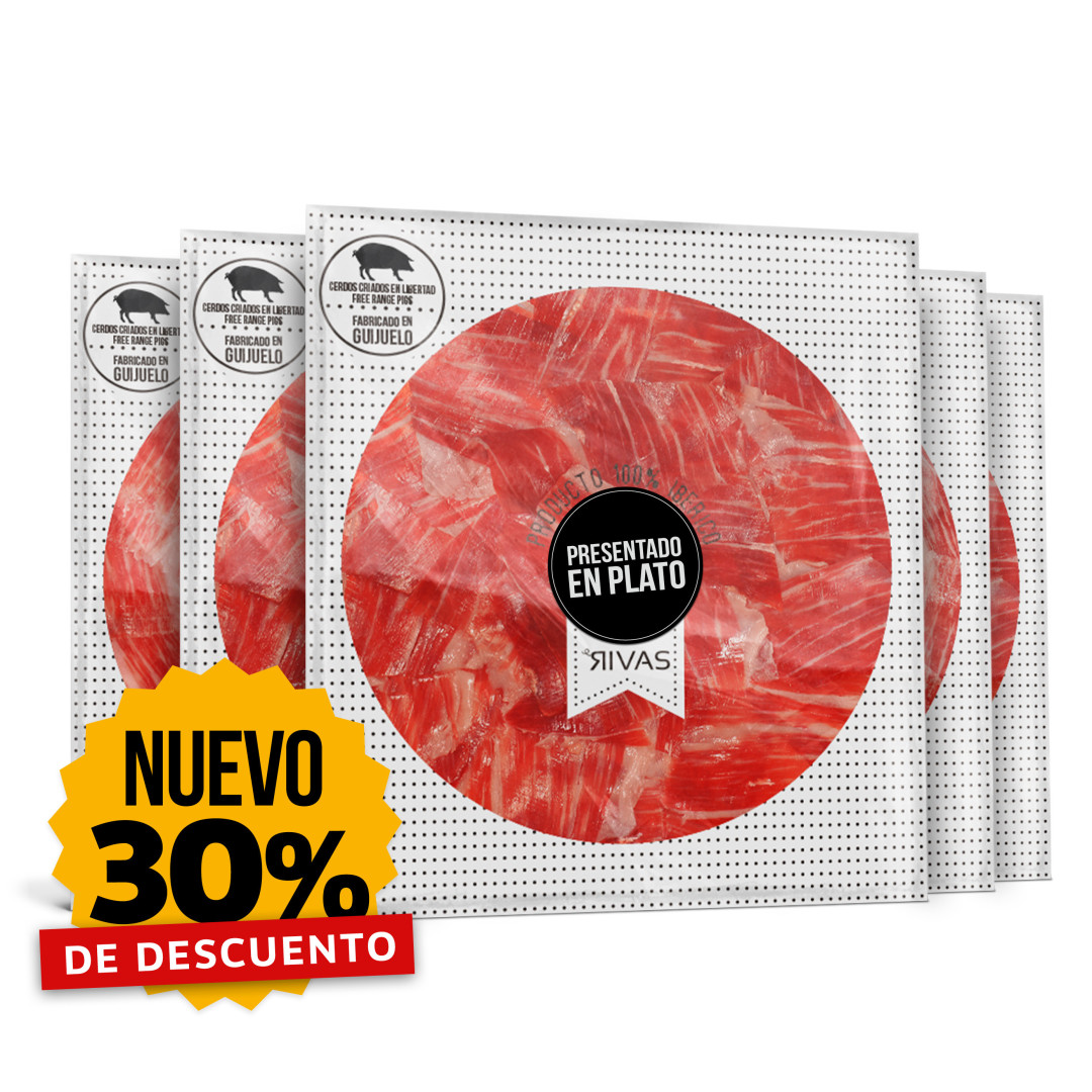 5 UNIDADES DE JAMÓN RIVAS CEBO CAMPO 50% IBÉRICO PRESENTADO EN PLATO