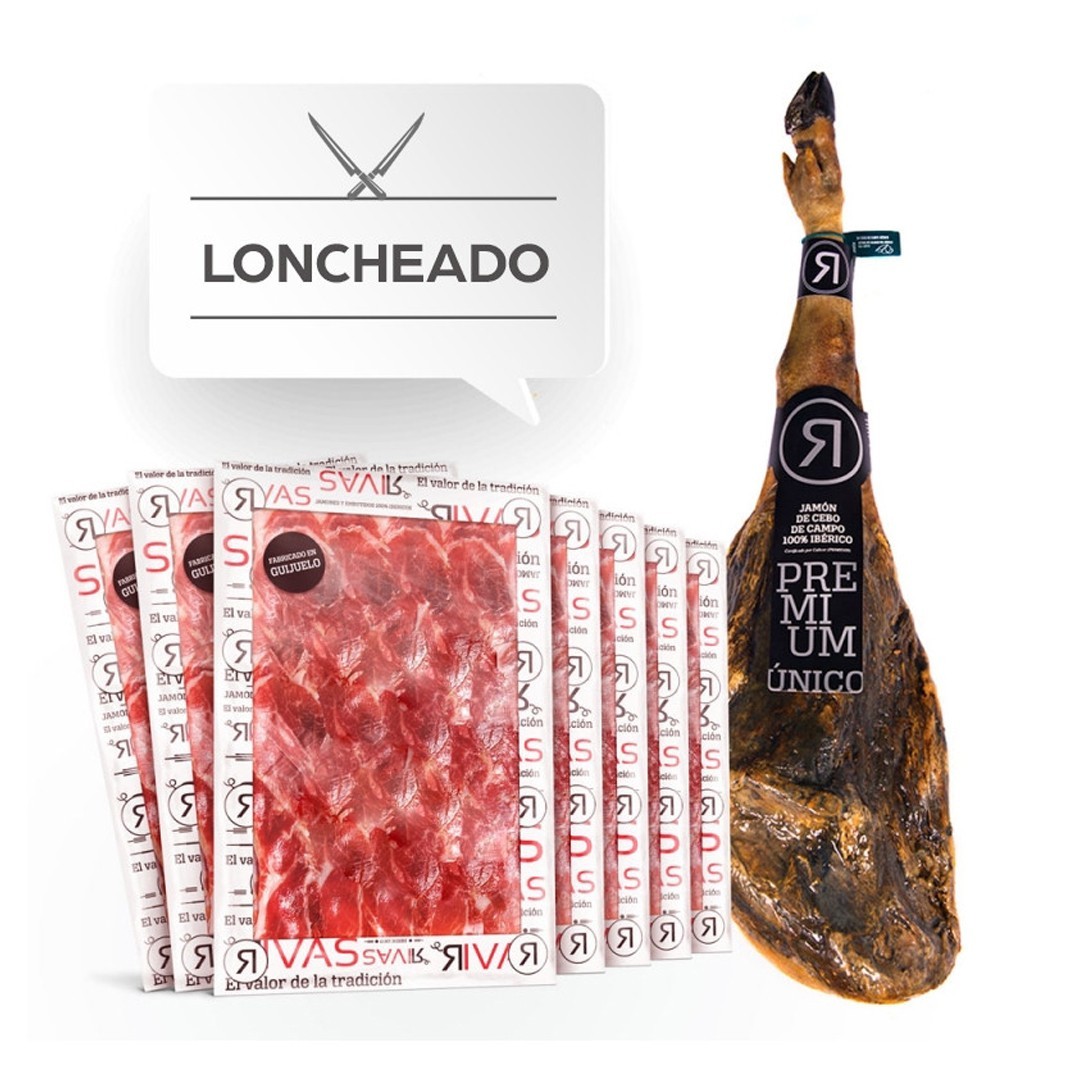 1KG DE JAMÓN 100% IBERICO CEBO DE CAMPO LONCHEADO EN PAQUETES DE 100GRS