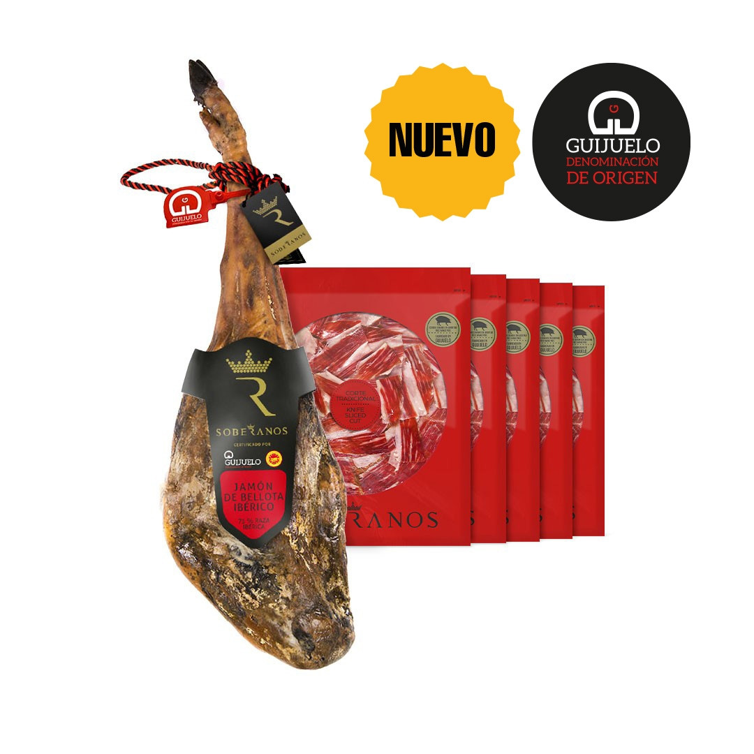 JAMÓN DE BELLOTA 75% IBÉRICO CON DENOMINACIÓN DE ORIGEN PROTEGIDA GUIJUELO SOBERANOS (LONCHEADO) - CORTE TRADICIONAL