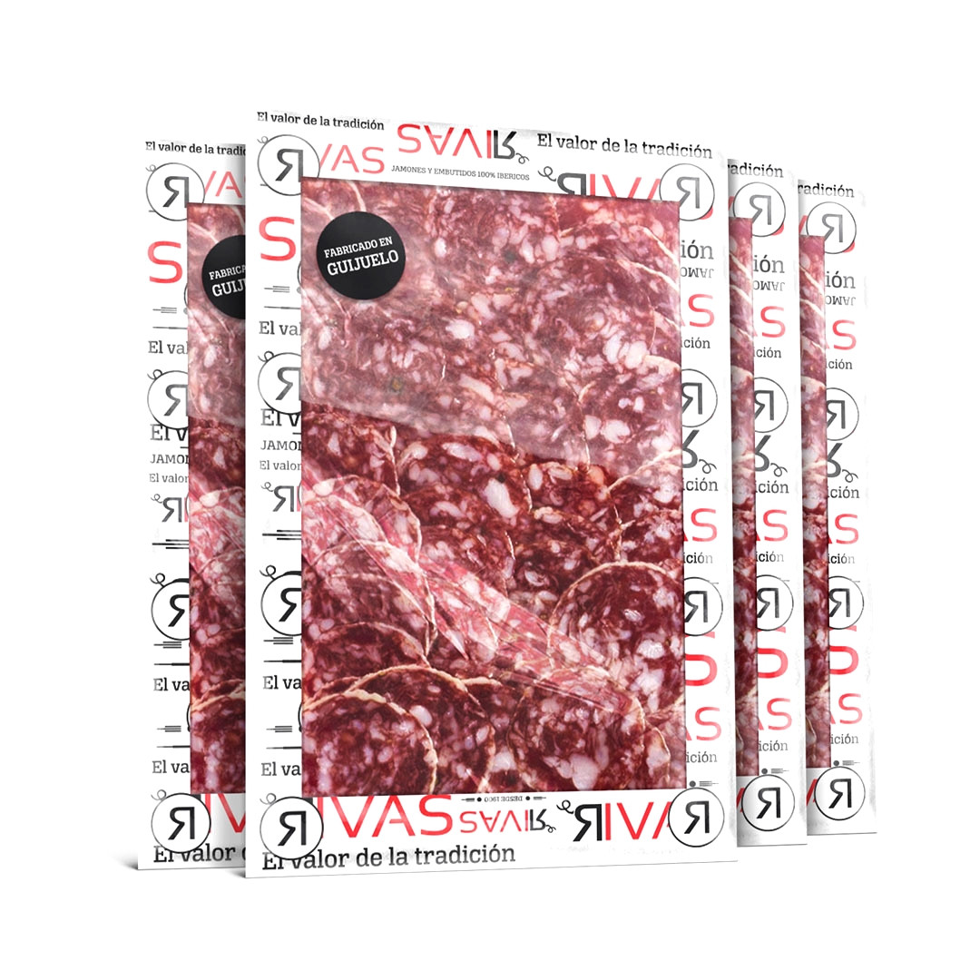 1/2 Kg. SALCHICHÓN IBÉRICO 100% NATURAL ETIQUETA NEGRA (SALAMANCA) LONCHEADO EN 5 SOBRES