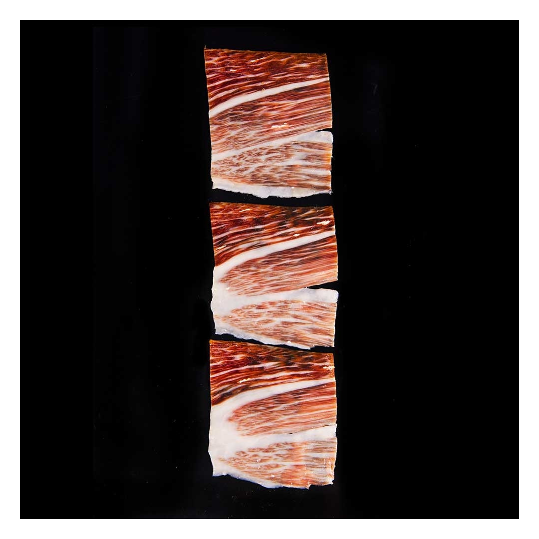 90 GRS. JAMON BELLOTA 100% IBERICO CORTE TRADICIONAL (VETEADO PREMIUM) EXCELENTE Y LIMITADO-1