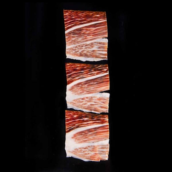 90 GRS. JAMON BELLOTA 100% IBERICO CORTE TRADICIONAL (VETEADO PREMIUM) EXCELENTE Y LIMITADO-1