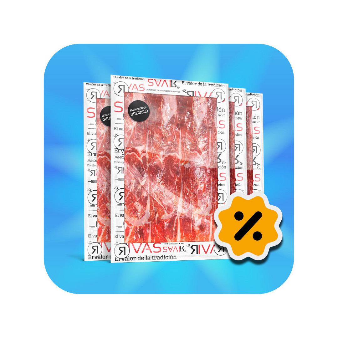 1/2KG JAMÓN DE BELLOTA PREMIUM 75% IBÉRICO LONCHEADO - PACK DE 5 SOBRES