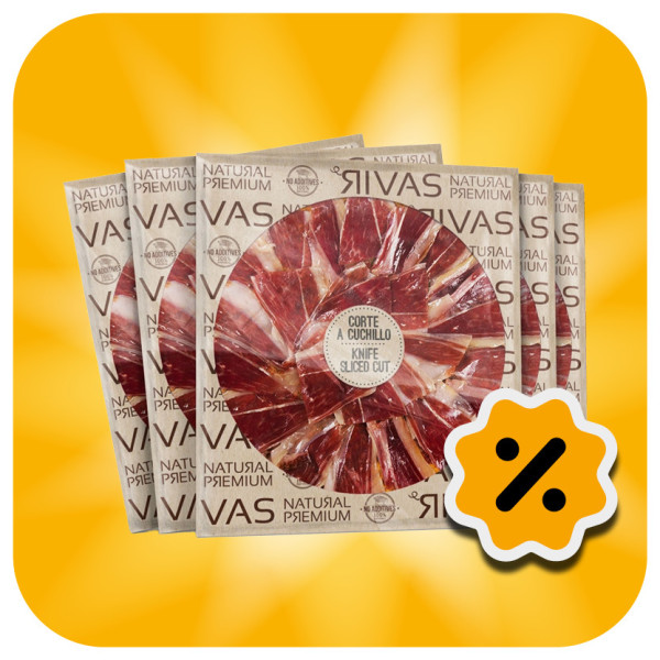 1/2 Kg. JAMÓN IBÉRICO BELLOTA 100% NATURAL CORTE TRADICIONAL EN 5 SOBRES