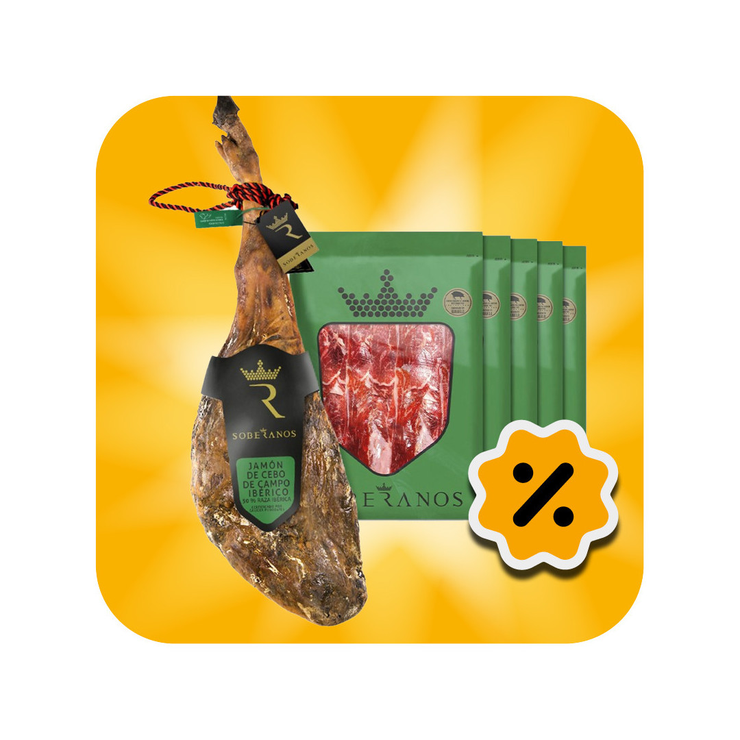 JAMÓN DE CEBO DE CAMPO IBÉRICO 50% RAZA IBÉRICA  (LONCHEADO) SOBERANOS