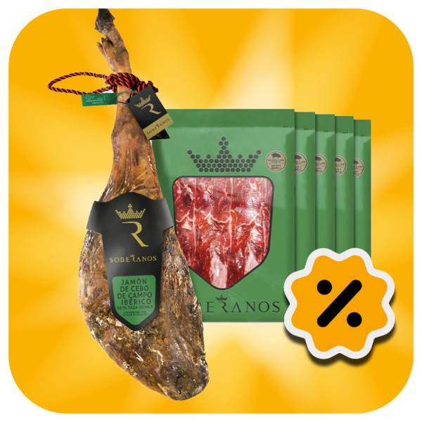 JAMÓN DE CEBO DE CAMPO IBÉRICO 50% RAZA IBÉRICA  (LONCHEADO) SOBERANOS