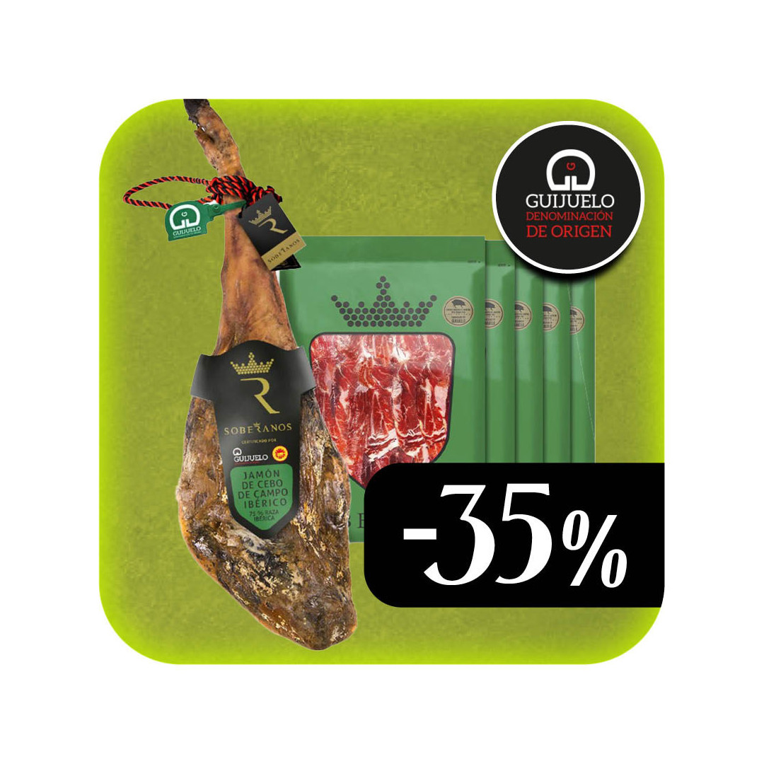 JAMÓN DE CEBO DE CAMPO 75% IBÉRICO DENOMINACIÓN DE ORIGEN PROTEGIDA GUIJUELO SOBERANOS (LONCHEADO)