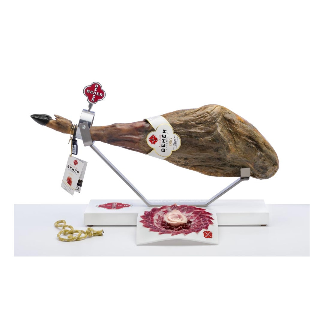 JAMÓN DE BELLOTA 100% IBÉRICO ORO BEHER "PATA NEGRA" 30/40 MESES DE CURACIÓN-0