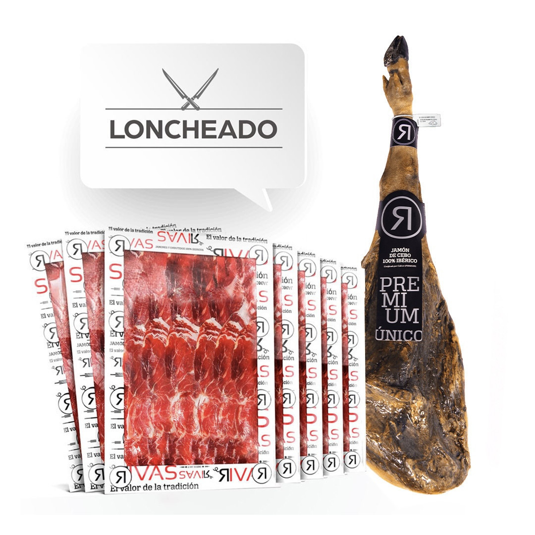 JAMÓN DE CEBO 100% RAZA IBÉRICA  PREMIUM RIVAS LONCHEADO + 3 AÑOS DE CURACIÓN