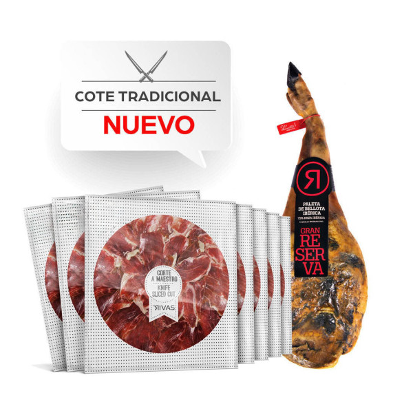 JAMÓN RIVAS BELLOTA IBÉRICO 100% NATURAL CORTADO A CUCHILLO