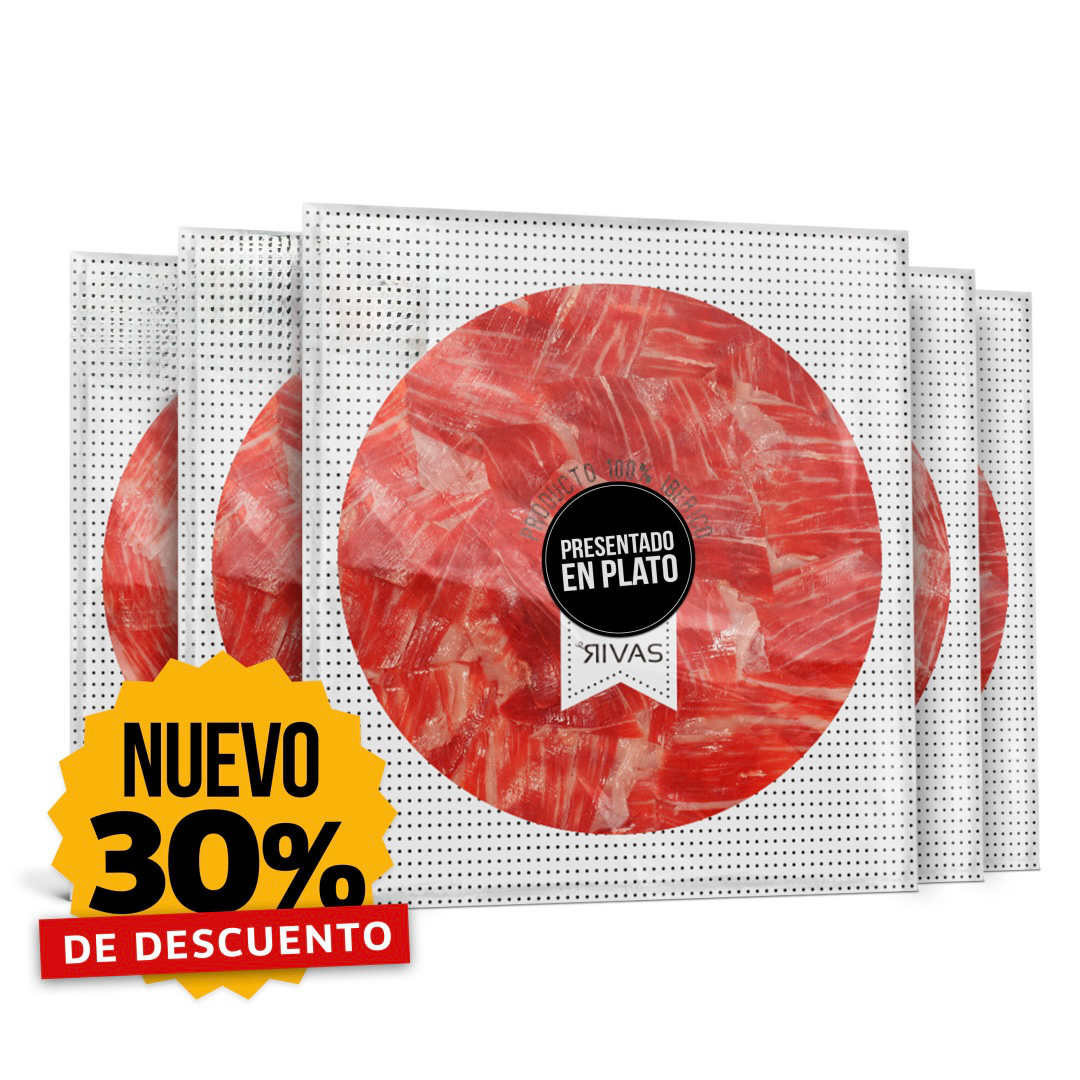 5 UNIDADES DE JAMÓN RIVAS CEBO CAMPO 50% IBÉRICO PRESENTADO EN PLATO