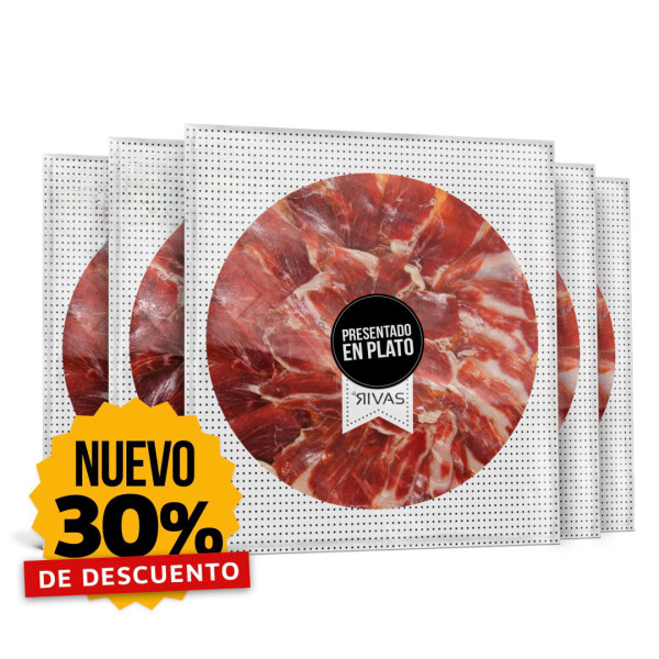 5 UNIDADES DE PALETA RIVAS 100% IBÉRICA BELLOTA PRESENTADA EN PLATO