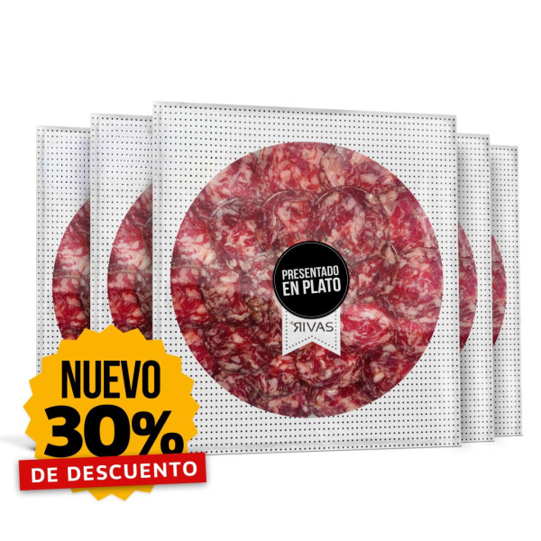 5 UNIDADES DE SALCHICHÓN RIVAS IBÉRICO 100% NATURAL PRESENTADO EN PLATO