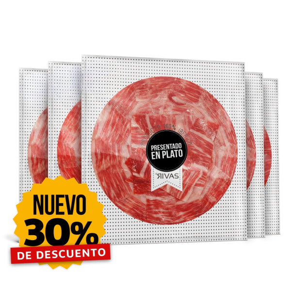5 UNIDADES DE PALETA RIVAS IBÉRICA CEBO 50% RAZA IBÉRICA PRESENTADA EN PLATO