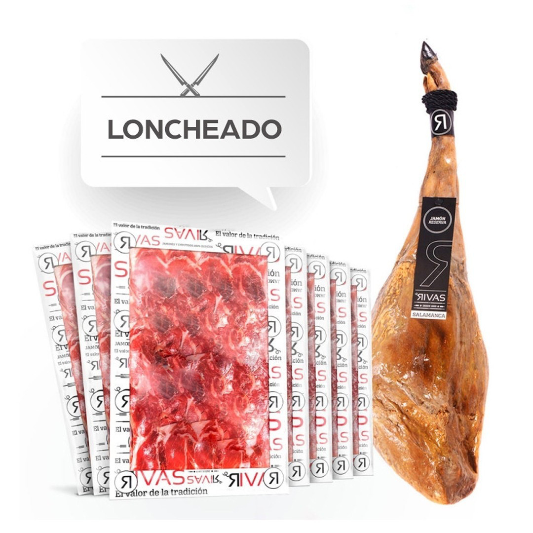 1Kg. JAMON DE BELLOTA IBERICO LONCHEADO EN 10 PAQUETES DE 100 grs.