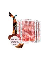 PALETA RIVAS CEBO DE CAMPO 50/75% RAZA IBÉRICA 100% NATURAL (LONCHEADA) + 1 CHORIZO O SALCHICHÓN VELA DE REGALO