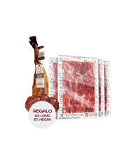 JAMÓN RIVAS DE BELLOTA 100% IBÉRICO PATA NEGRA - 5 AÑOS DE CURACIÓN (LONCHEADO) + 1/2 LOMO ET. NEGRA DE REGALO