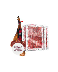 JAMÓN RIVAS DE BELLOTA 50% RAZA IBÉRICA 100% NATURAL - 5 AÑOS DE CURACIÓN (LONCHEADO) + 1/2 LOMO ET. NEGRA DE REGALO