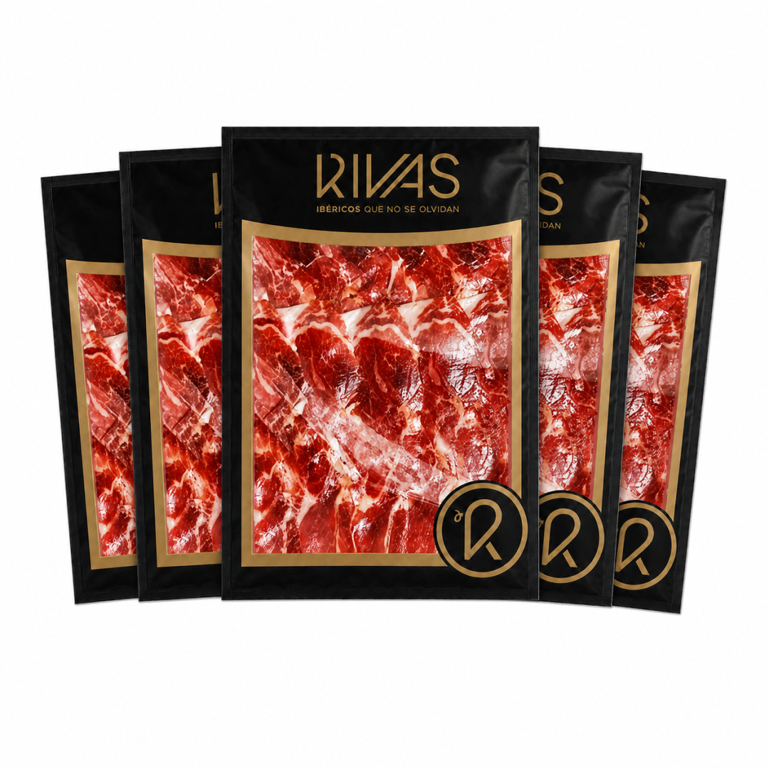 1/2 KG. JAMÓN BELLOTA IBÉRICO 100% NATURAL LONCHEADO EN 5 SOBRES