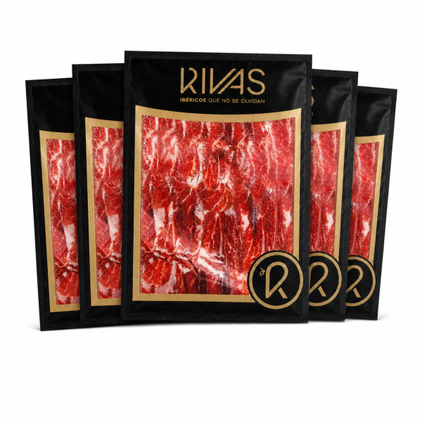 1/2 KG. JAMÓN IBÉRICO PURO 100% BELLOTA 100% NATURAL 'LA BELLOTA' LONCHEADO EN 5 SOBRES