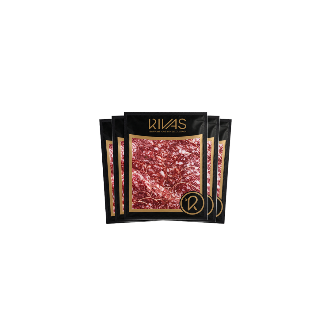 1/2 Kg. SALCHICHÓN BELLOTA IBÉRICO RSV (GUIJUELO) LONCHEADO EN 5 SOBRES
