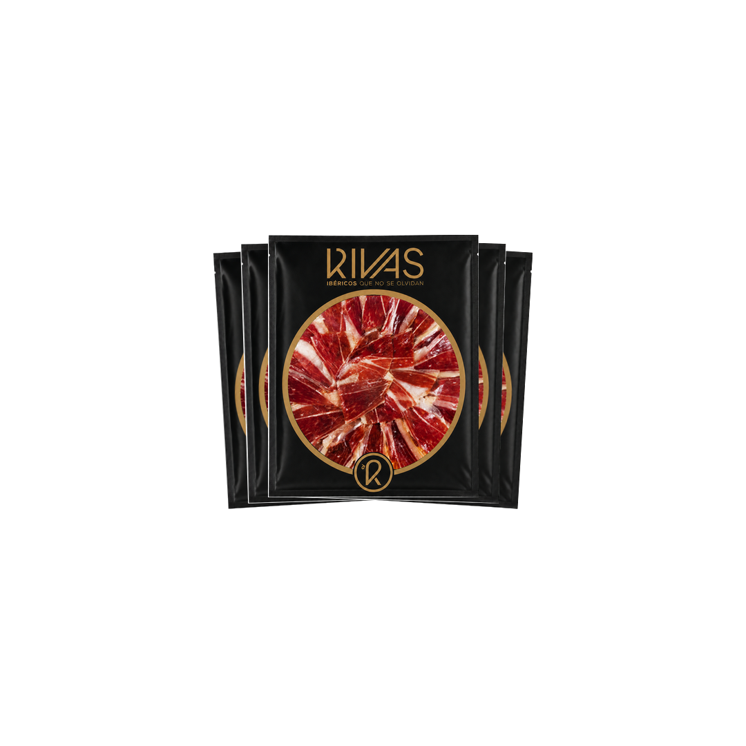 1/2 Kg. PALETA RIVAS IBÉRICA ETIQUETA NEGRA PREMIUM CORTADA A CUCHILLO EN 5 SOBRES