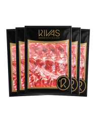 1/2 KG. JAMÓN RIVAS IBÉRICO 100% NATURAL ETIQUETA NEGRA LIMITADO Y NUMERADO +54M LONCHEADO EN 5 SOBRES