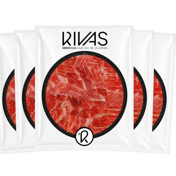 5 UNIDADES DE PALETA RIVAS IBÉRICA CEBO CAMPO 50% RAZA IBÉRICA PRESENTADA EN PLATO
