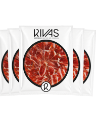 5 UNIDADES DE PALETA RIVAS IBÉRICA CEBO CAMPO 50% RAZA IBÉRICA PRESENTADA EN PLATO
