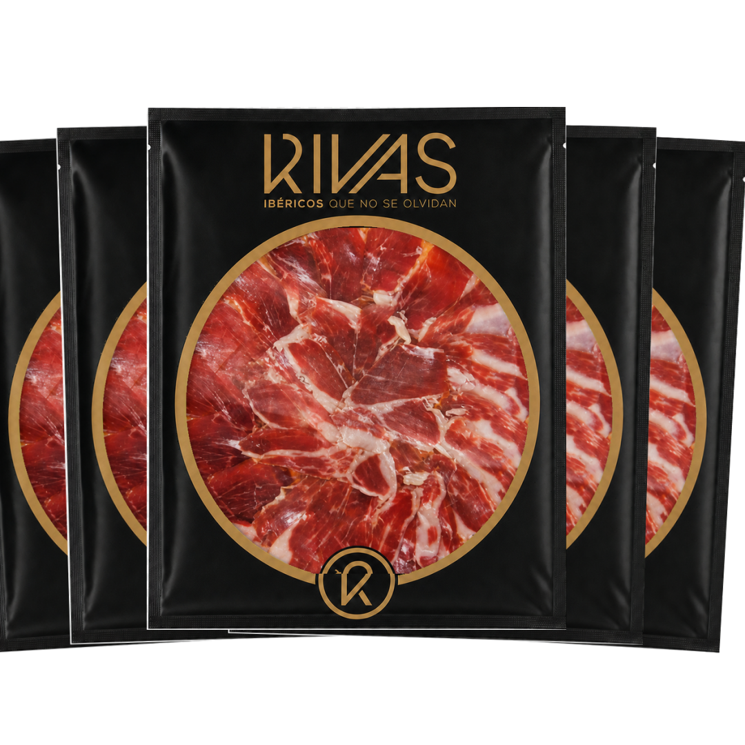 5 UNIDADES DE PALETA RIVAS 100% IBÉRICA BELLOTA PRESENTADA EN PLATO