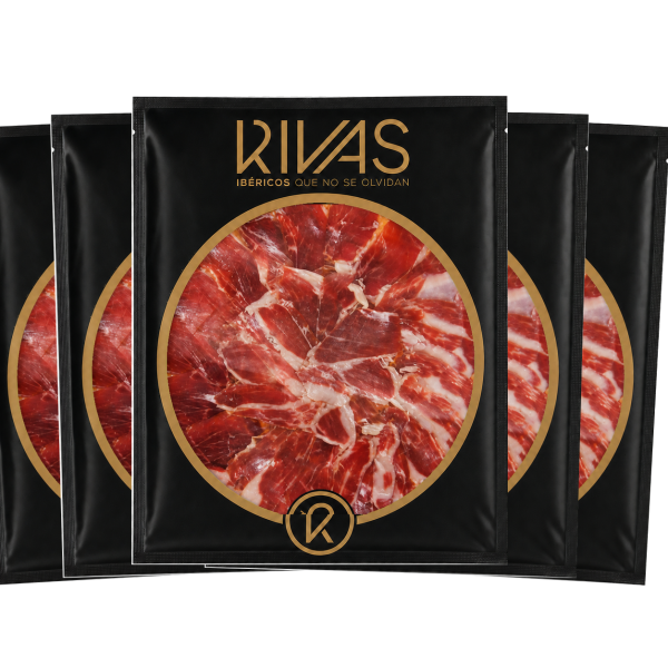5 UNIDADES DE PALETA RIVAS 100% IBÉRICA BELLOTA PRESENTADA EN PLATO