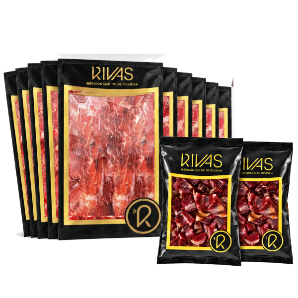 JAMÓN RIVAS BELLOTA 100% IBÉRICO PURO PREMIUM NATURAL  LONCHEADO