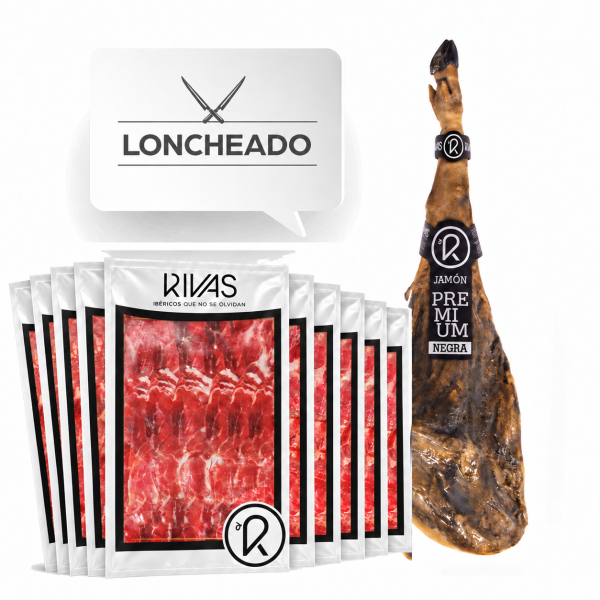 JAMÓN DE CEBO 100% RAZA IBÉRICA  PREMIUM RIVAS LONCHEADO + 3 AÑOS DE CURACIÓN