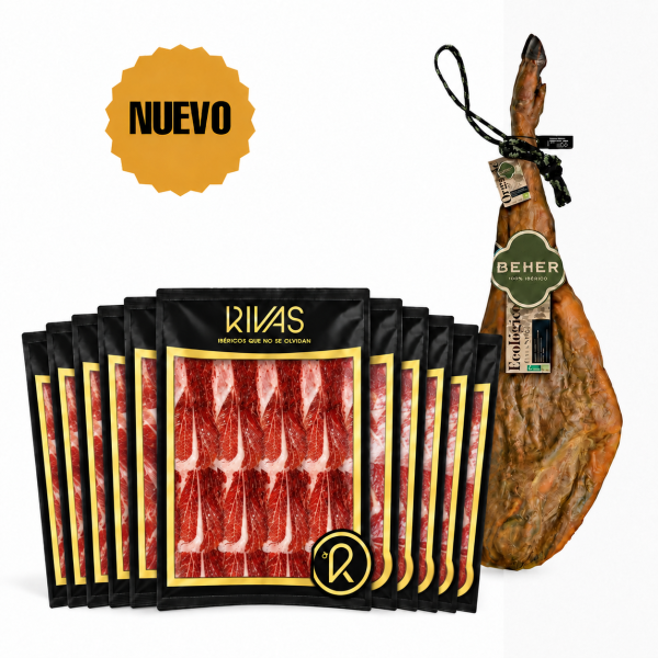 JAMÓN ECOLÓGICO BEHER BELLOTA 100% IBÉRICO PATA NEGRA LONCHEADO
