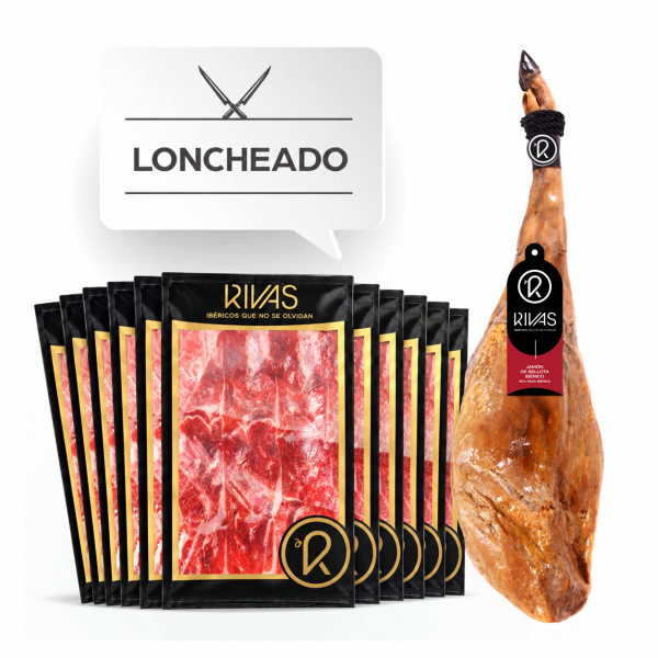 1Kg. JAMON DE BELLOTA IBERICO LONCHEADO EN 10 PAQUETES DE 100 grs.