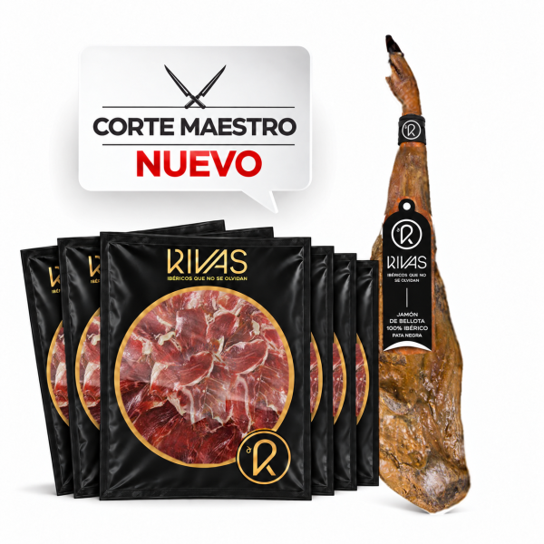 JAMÓN RIVAS BELLOTA IBÉRICO 100% NATURAL CORTADO A CUCHILLO