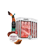 PALETA RIVAS CEBO DE CAMPO 50/75% RAZA IBÉRICA 100% NATURAL (LONCHEADA) + 1 CHORIZO O SALCHICHÓN VELA DE REGALO